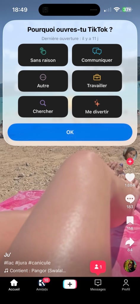 La question de pourquoi.app au moment d’ouvrir une app, sur iPhone